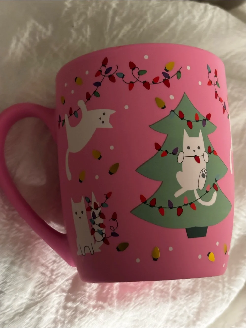 Peppermint & Pines Cat in Christmas Lights and Christmas Tree Mug
